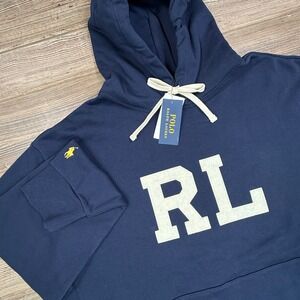 Polo Ralph Lauren Mens 2XB Hoodie Navy Blue RL Graphic Fleece NWT
